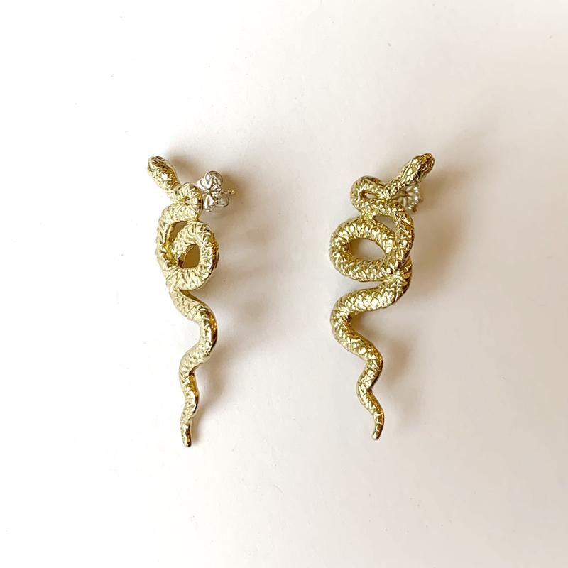 Brass Serpent Post Earrings