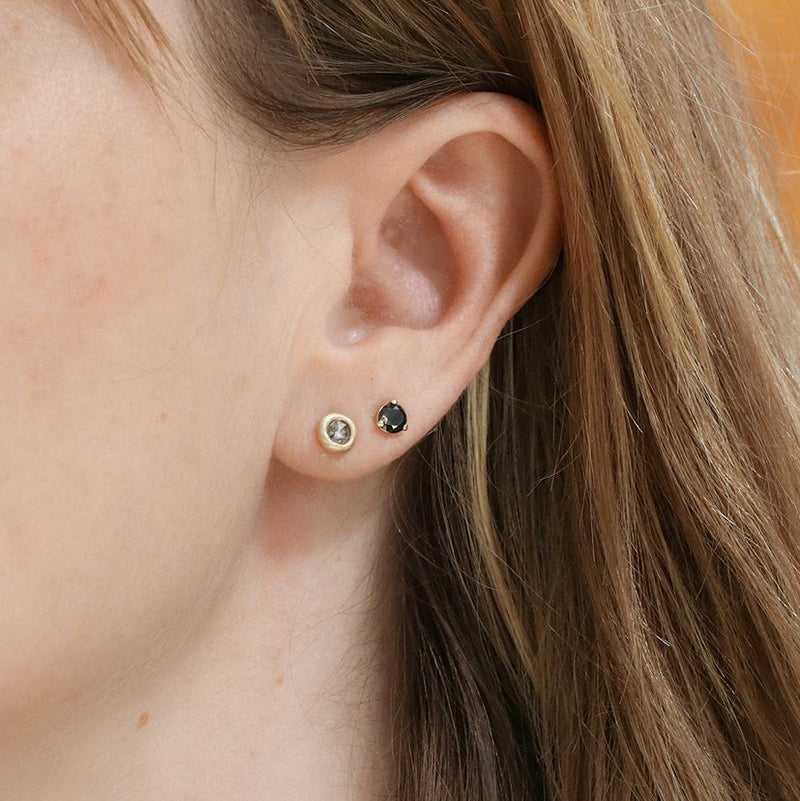 Rose Cut Diamond Portal Studs - Light Grey