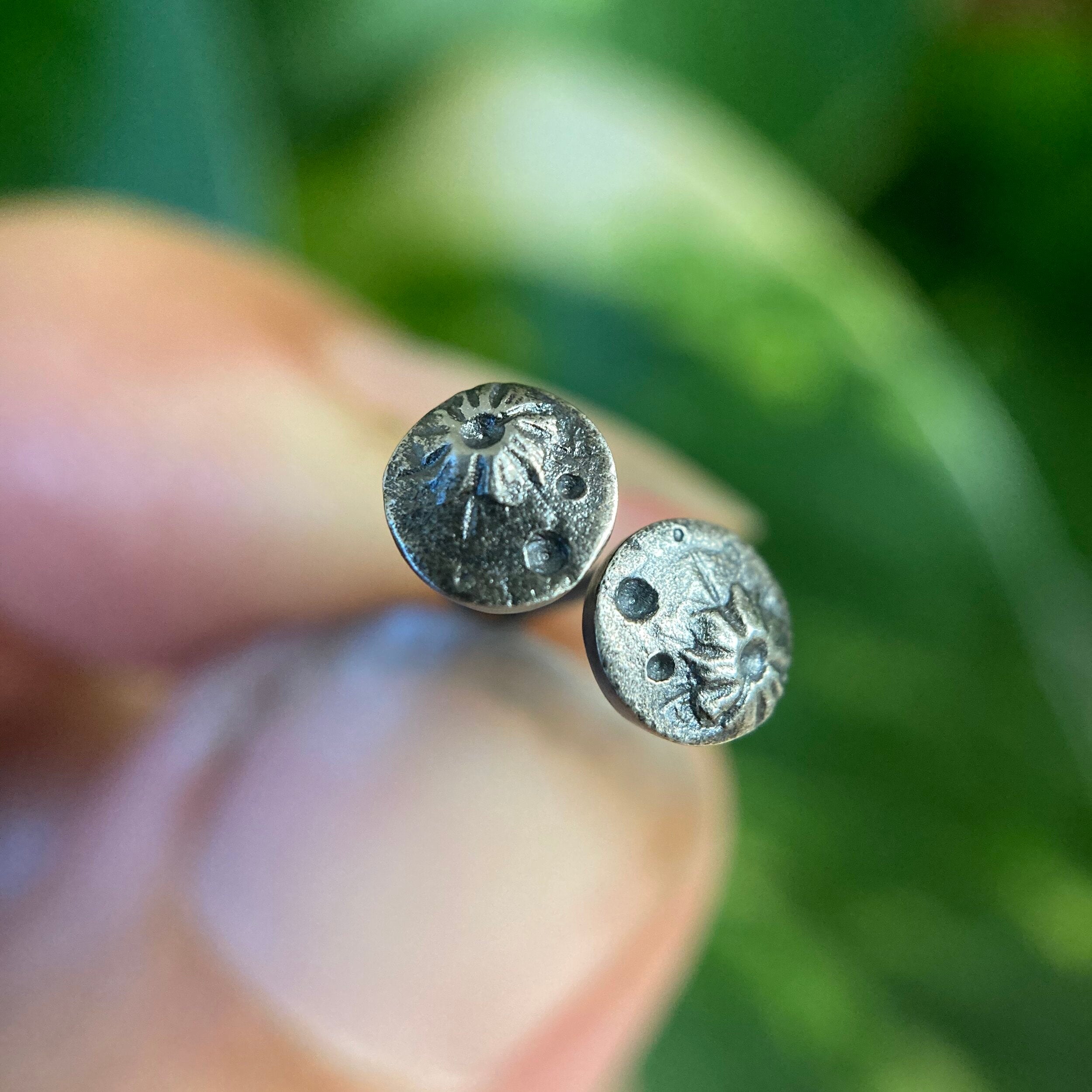Tiny Oxidized Full Moon Studs