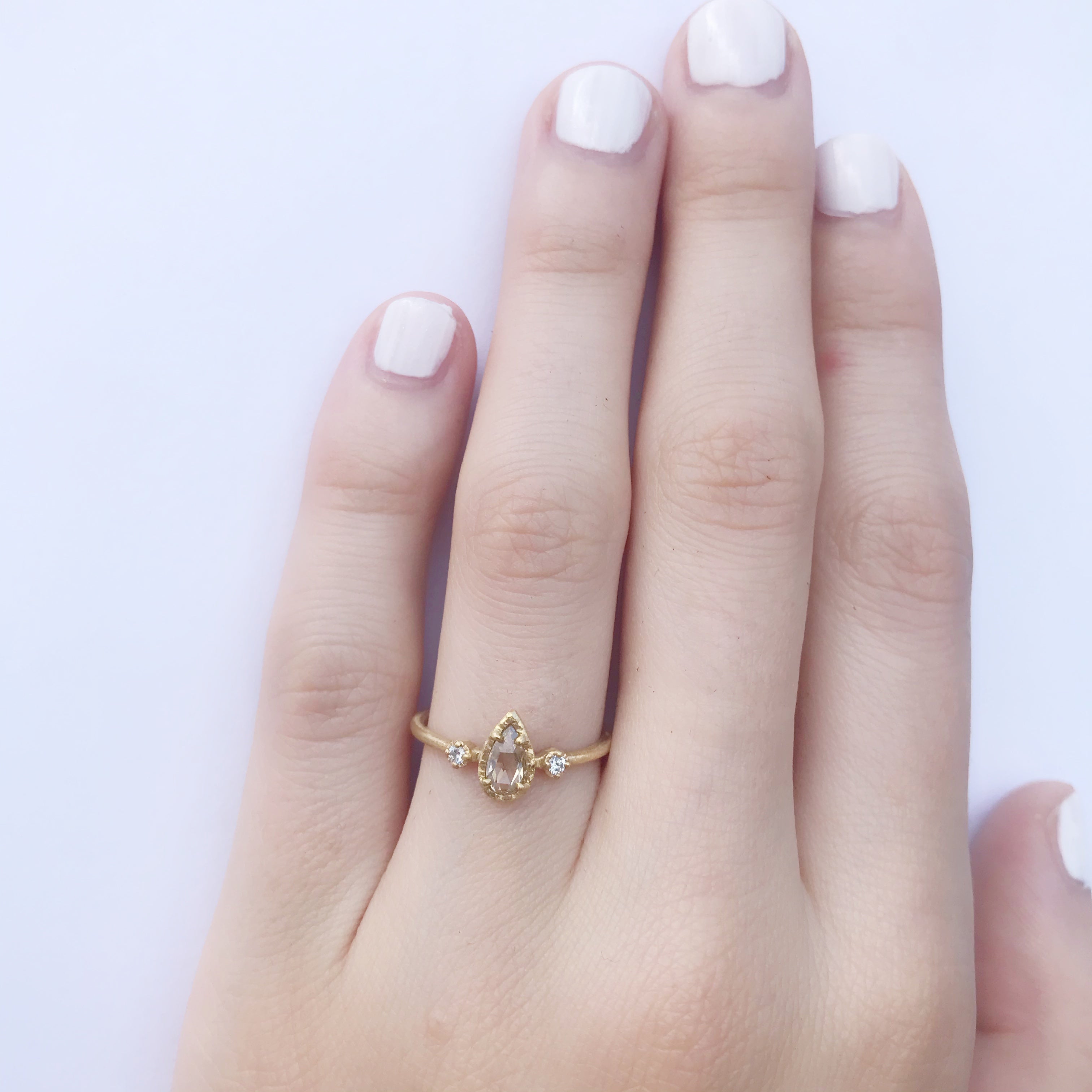 North-South Teardrop Champagne Diamond Ring