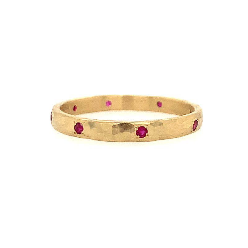 18K Hammered Ruby Band