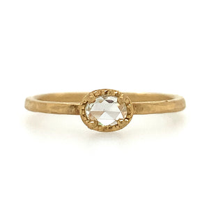 18K Clear Ellipse Rosecut Diamond Ring