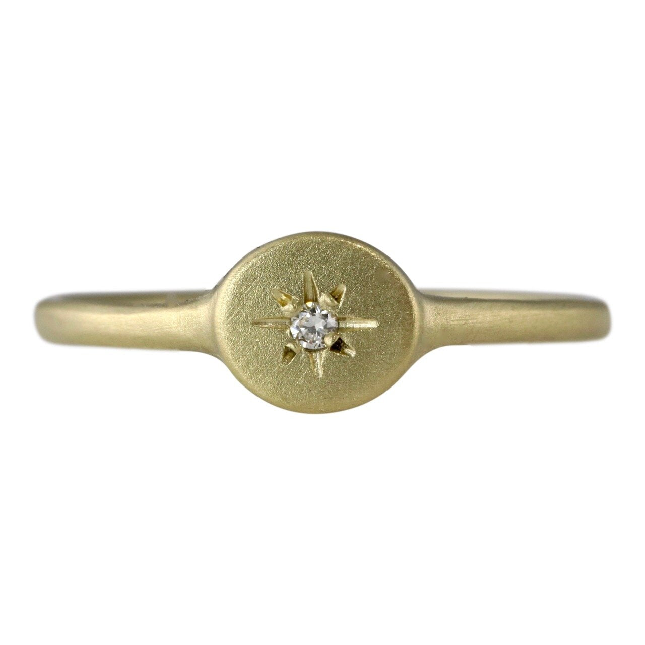 14k Starry Sky Signet Ring w/ Diamond