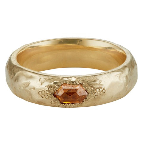 14k Yellow Hexagon Diamond Band