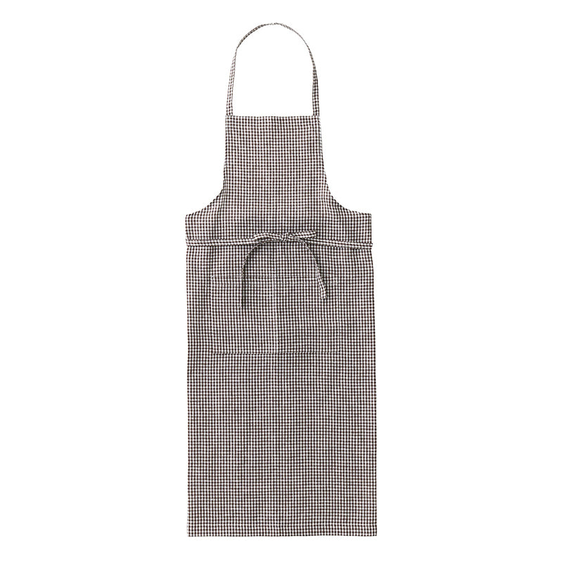 Linen Full Apron - Brown Check