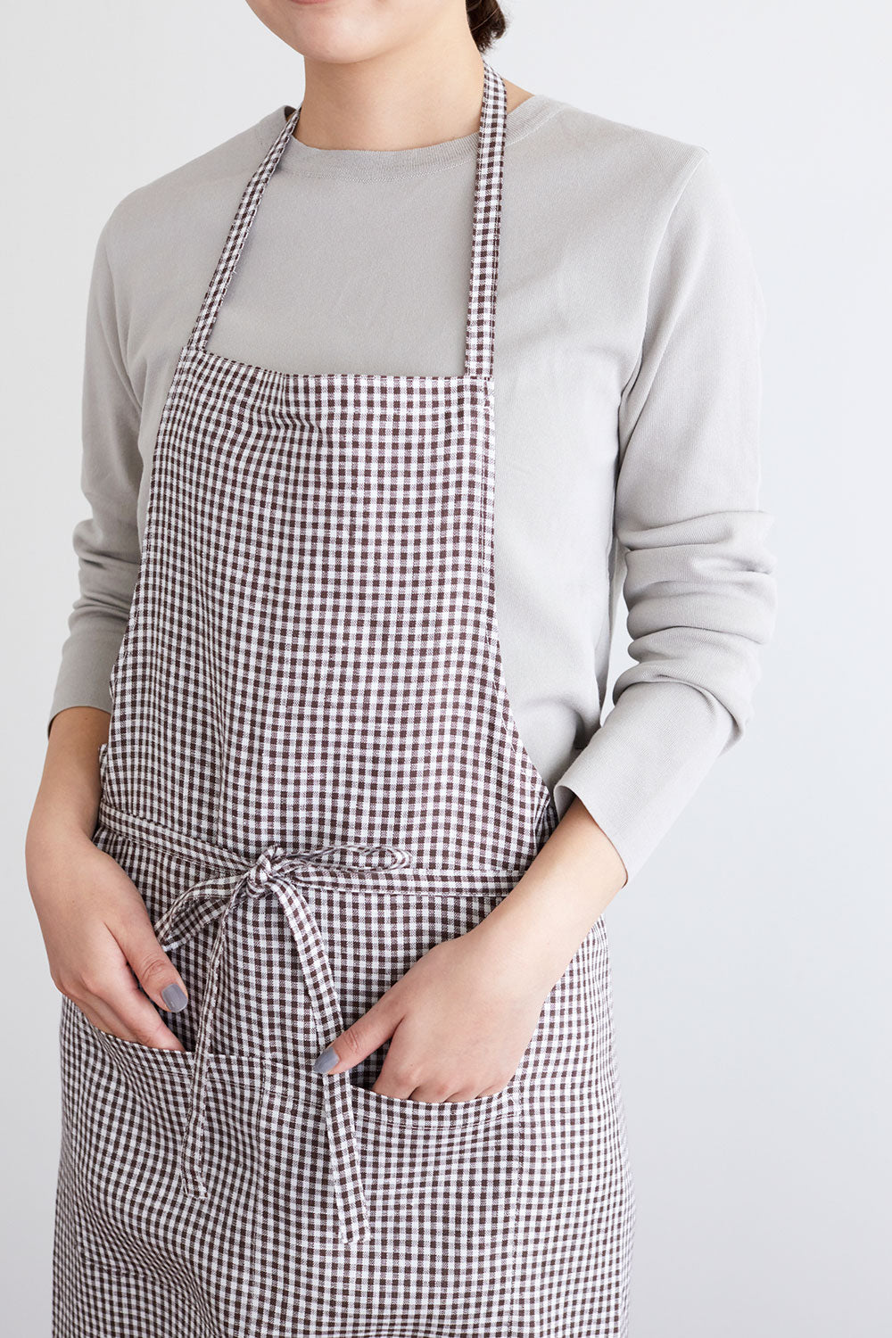 Linen Full Apron - Brown Check