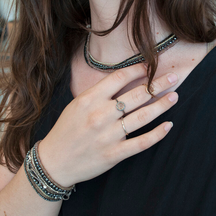 Black Spinel Strand Necklace - KESTREL