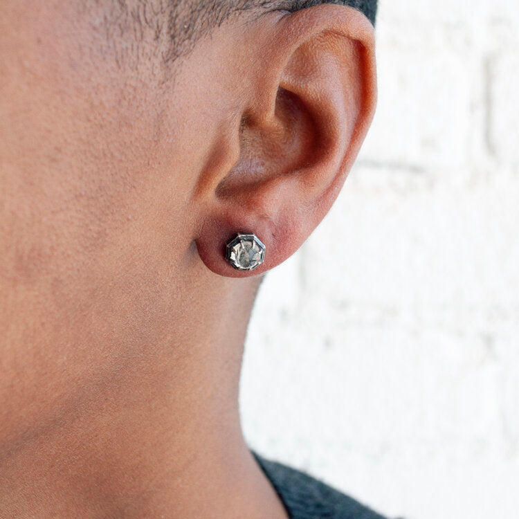 Octagonal Rutilated Quartz Studs - KESTREL