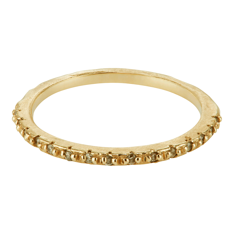 14k Textured Half Eternity Diamond Ring