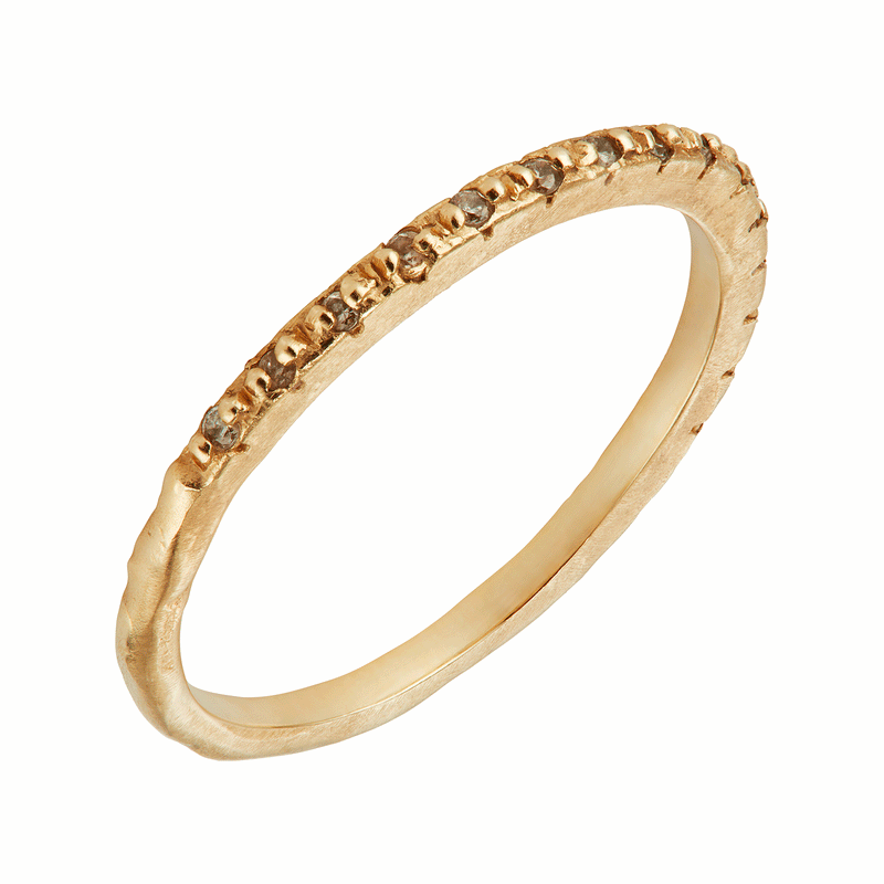 14k Textured Half Eternity Diamond Ring