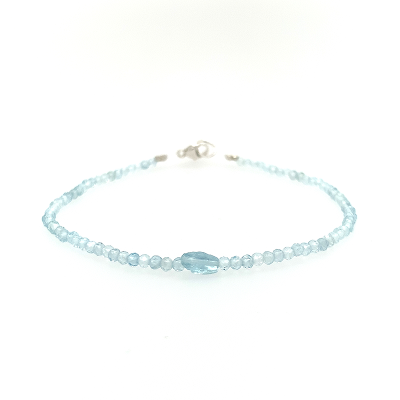 Blue Topaz + Aquamarine Beaded Bracelet