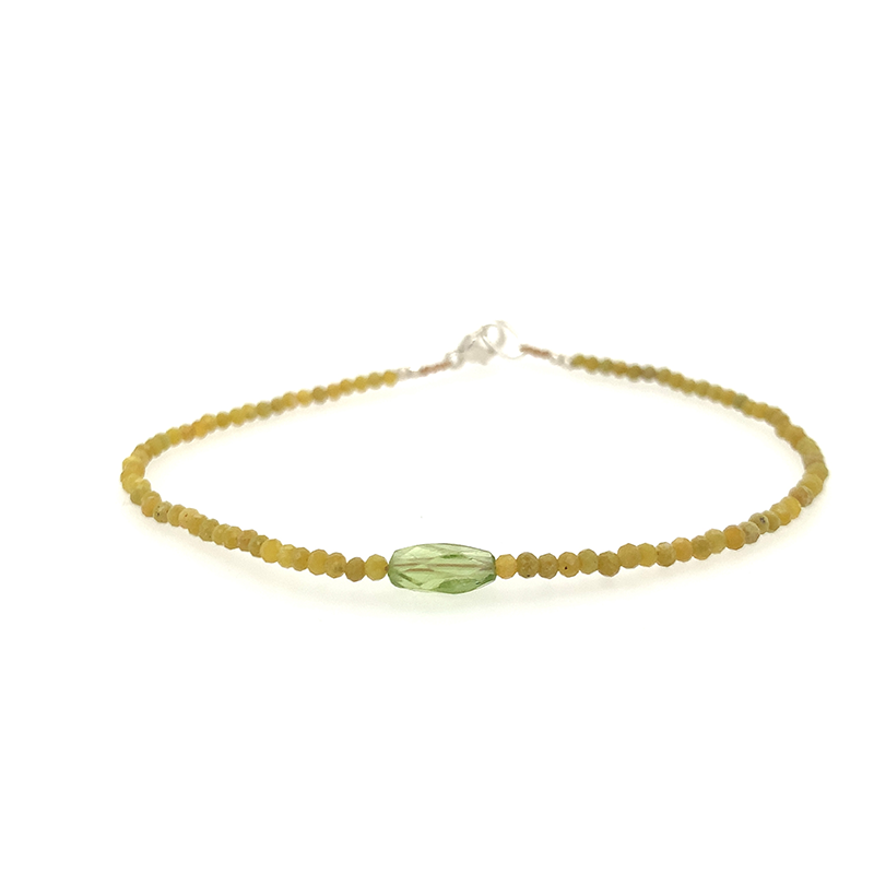 Olive Opal + Peridot Bead Bracelet