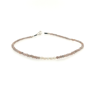 Chocolate Moonstone + Pearls Beaded Bracelet