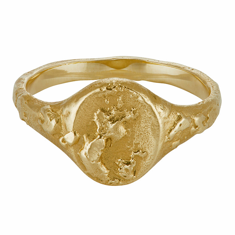 14k Weathered Mini Signet Ring