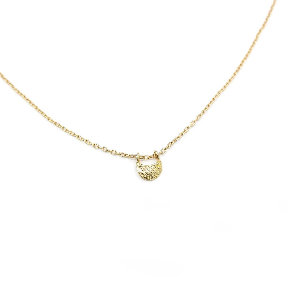 14k Small Rough Crescent Necklace