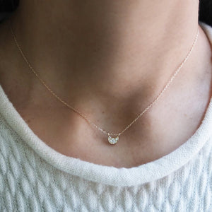 14K Medium Pavé Diamond Crescent Necklace