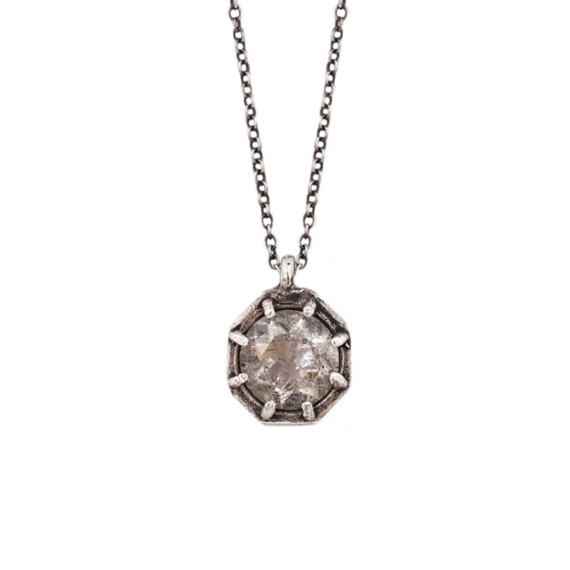 Large Octagon Pendant Necklace SS