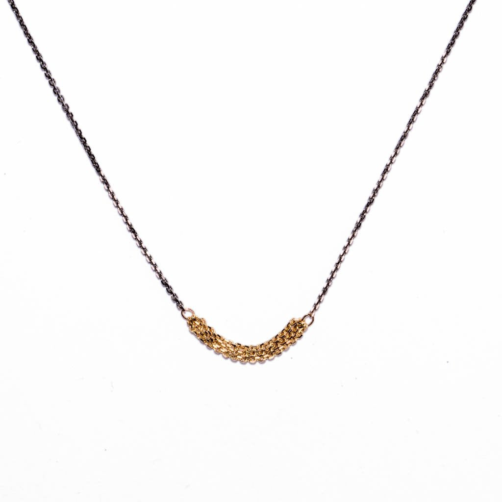 Slinky Short Chains Necklace (18k Yellow + Rhodium)