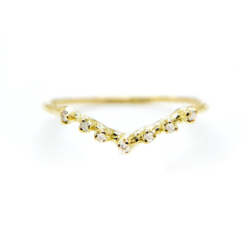 V Shaped Diamond Contour Band Ring - KESTREL
