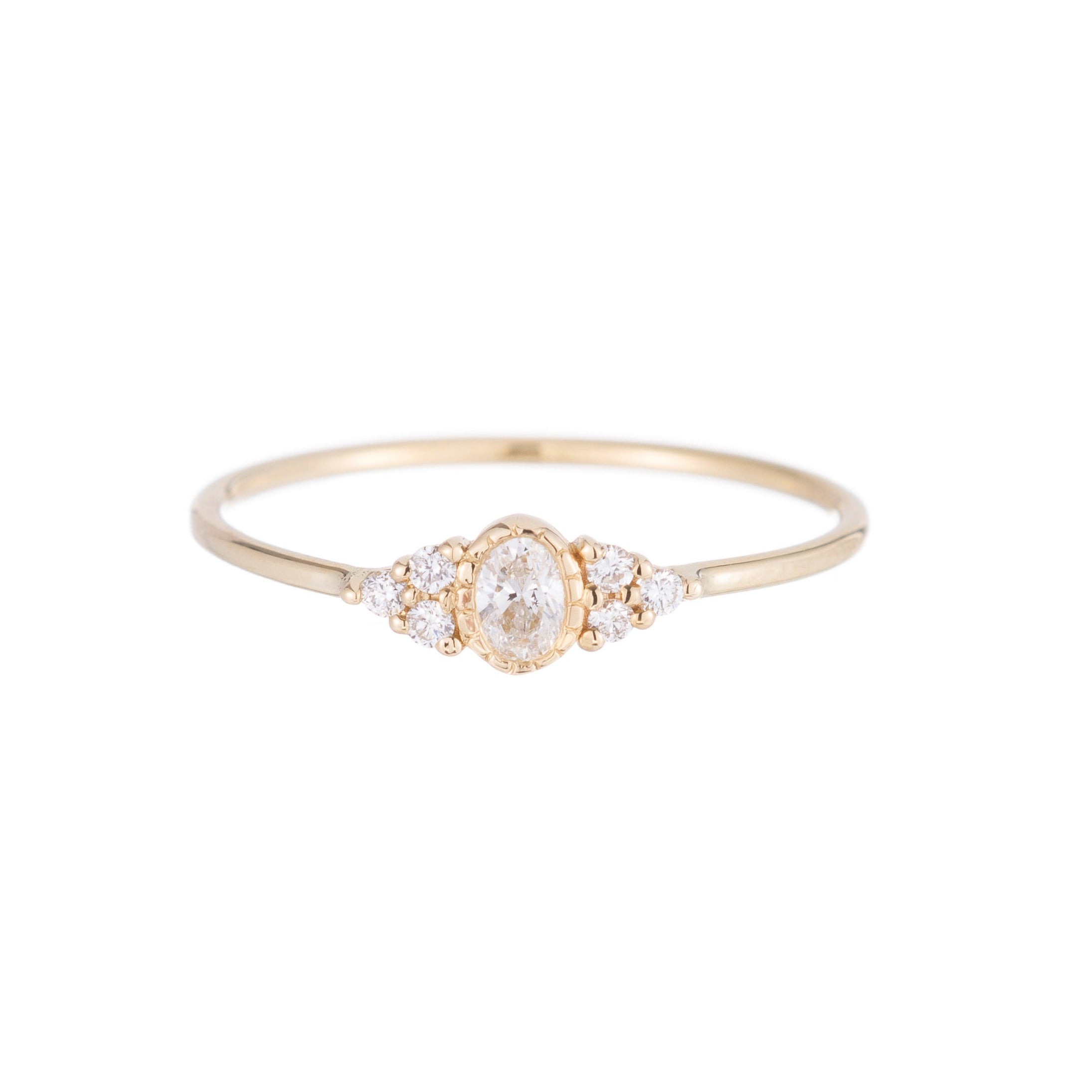 14K Oval Diamond Cluster Whisper Ring - KESTREL