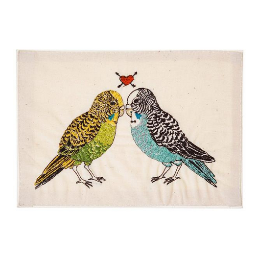 Parakeet Love Embroidered Card - KESTREL