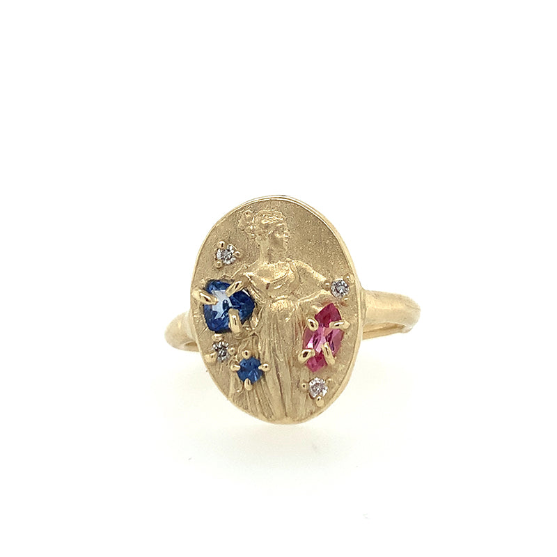 Dancing Girl Signet Ring 14K