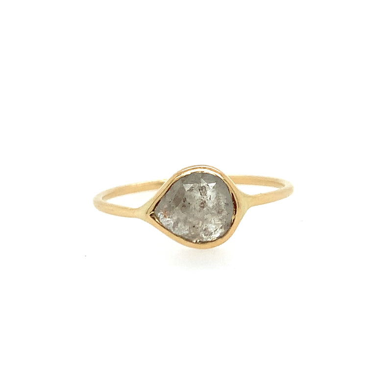 18K Teardrop Large Icy-Grey Diamond Ring