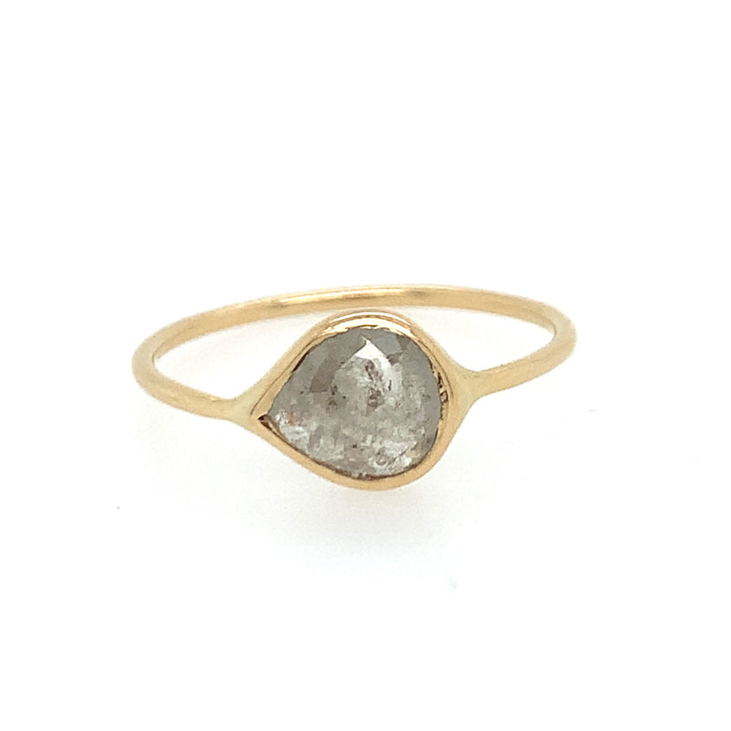 18K Teardrop Large Icy-Grey Diamond Ring