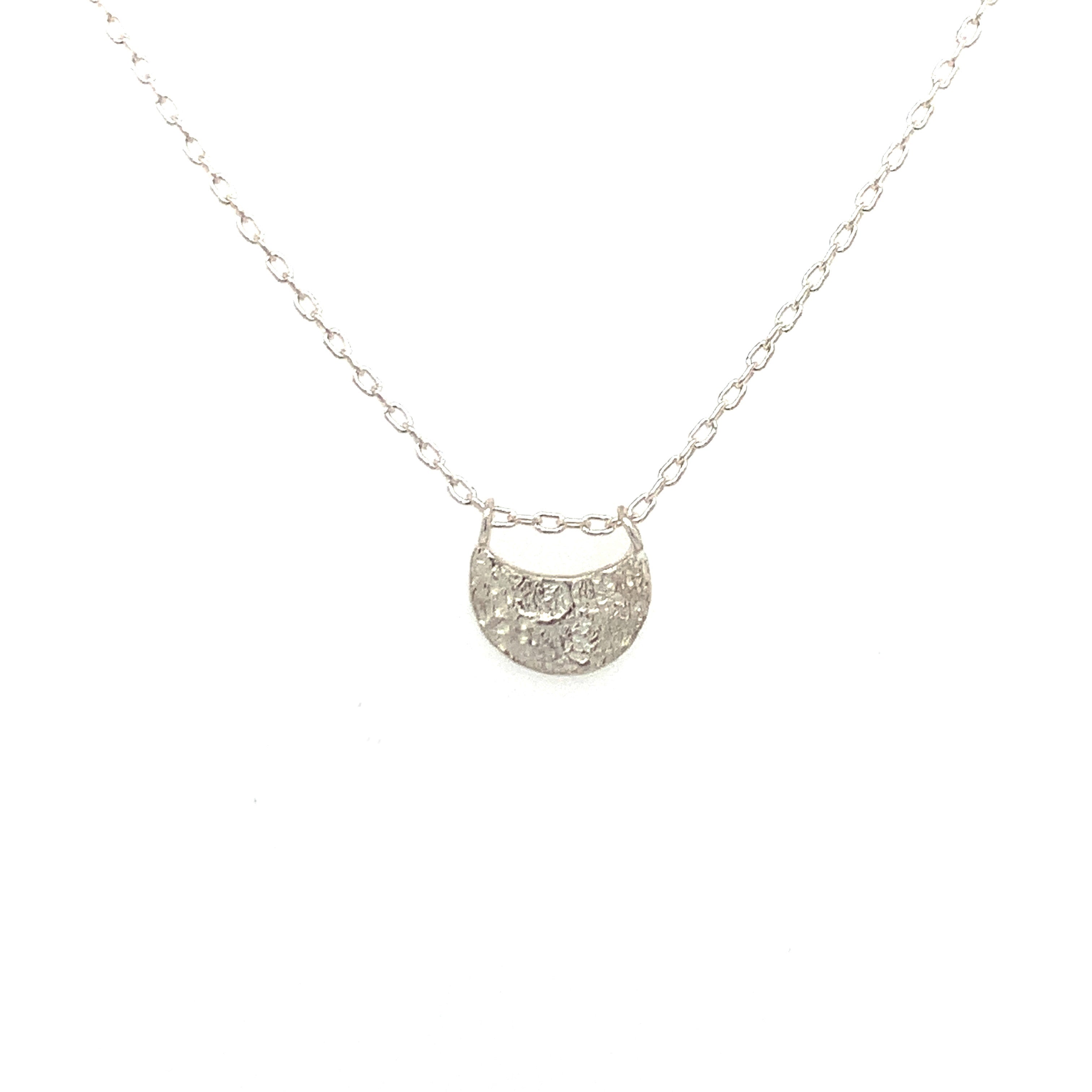 Sterling Medium Rough Crescent Necklace