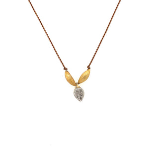 Pave Diamond Teardrop Gold Rice Necklace