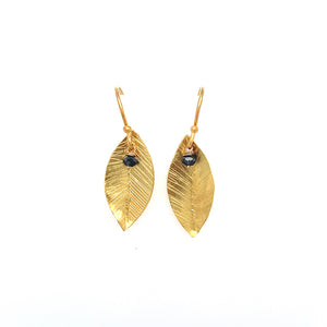 Golden Leaves Black Diamond Earrings