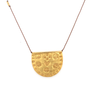 Large Medallion Talisman Necklace on Brown Nylon