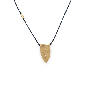 Pointed Shield Talisman Necklace on Black Nylon