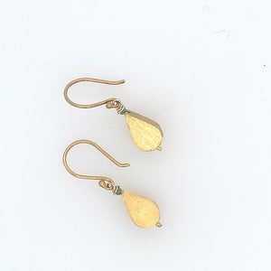 Golden Teardrop Earrings with Turquoise