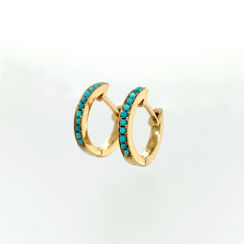 ** 14k Simple Huggies - YG Turquoise **