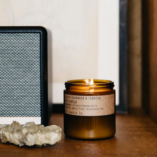 Teakwood & Tobacco Large 12.5oz Soy Candle - KESTREL