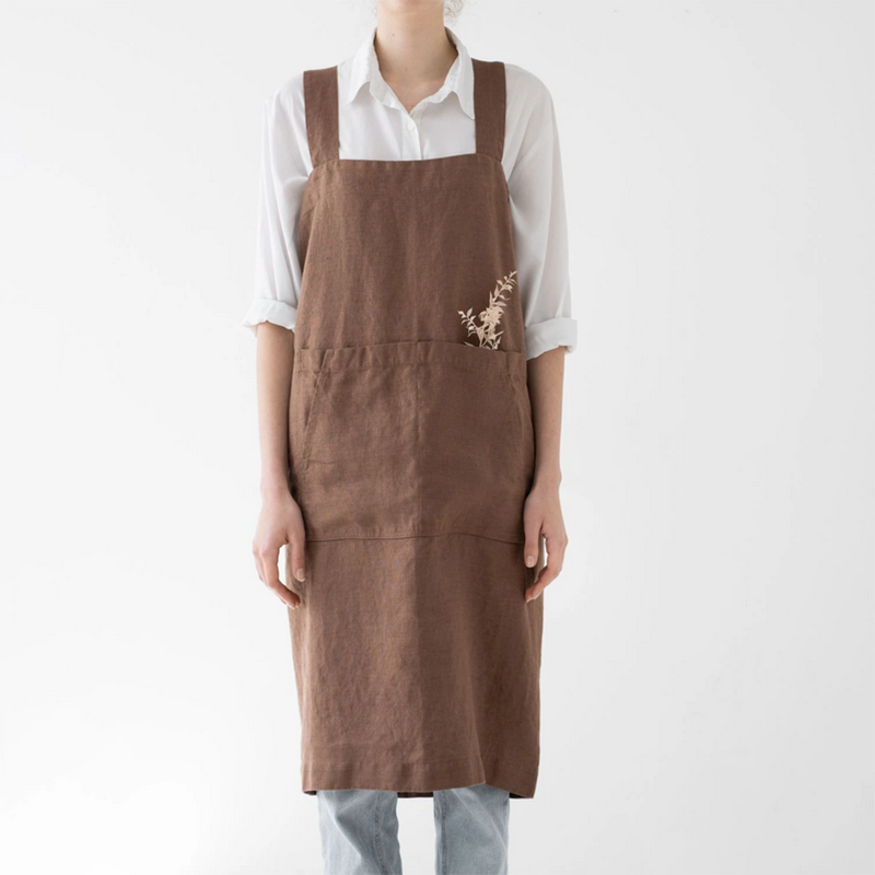 Linen Tales Pinafore Apron - Nutmeg