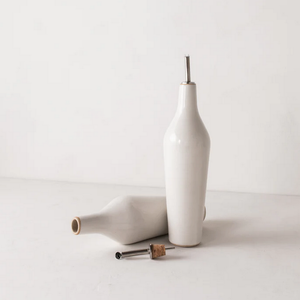 Minimal Oil Cruet Bottle - White Stoneware