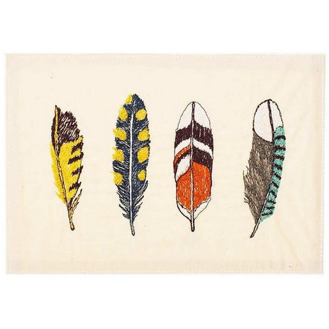 Feathers Embroidered Card - KESTREL