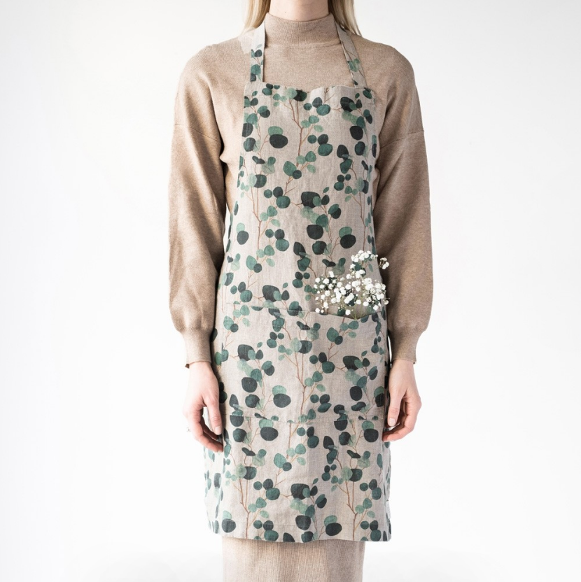 Linen Tales Daily Apron (Eucalyptus Print) - KESTREL