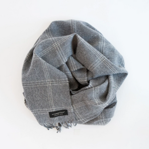 Merino Wool Wrap - Windowpane Grey - KESTREL