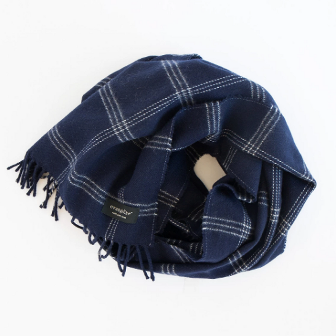 Merino Wool Wrap - Windowpane Navy - KESTREL