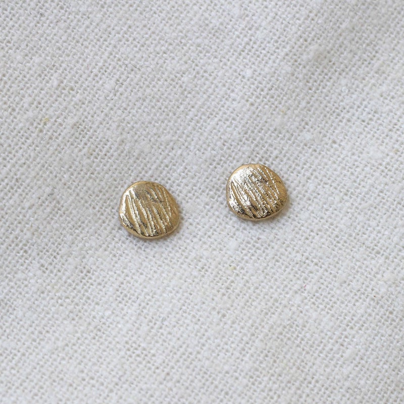14K Cardamom Texture Studs
