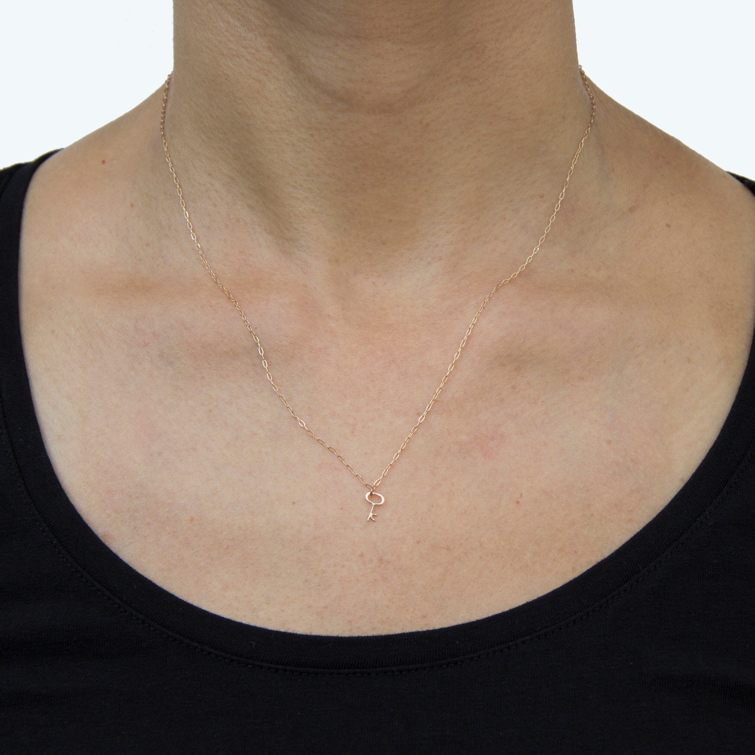 Tiny Mixed Metal Key Necklace