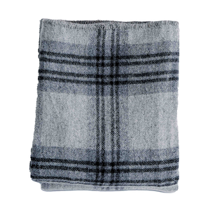 Merino Wool TWIN Blanket - Fog/Ledge Plaid
