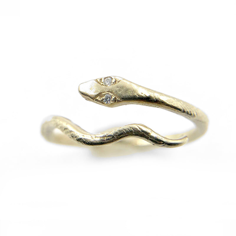 14k Snake Ring w/ Diamond Eye