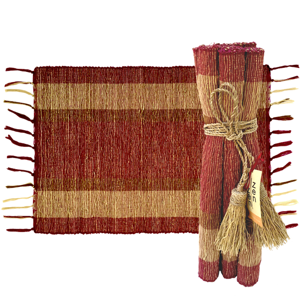 Vetiver Placemat- Burgundy Stripe