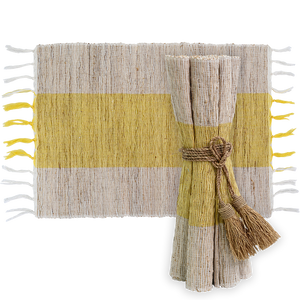 Vetiver Placemat - Sunshine Yellow Chunky Stripe