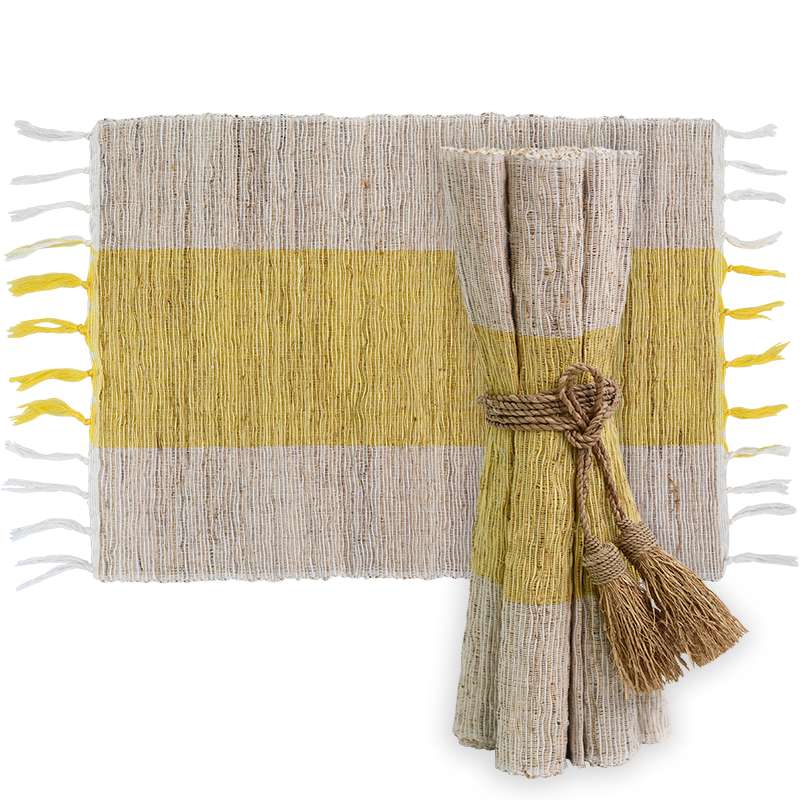 Vetiver Placemat - Sunshine Yellow Chunky Stripe