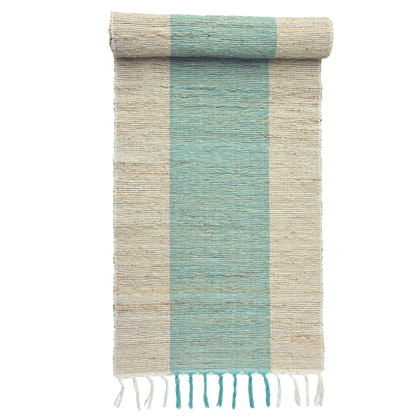 Vetiver Table Runner - Turquoise Stripe